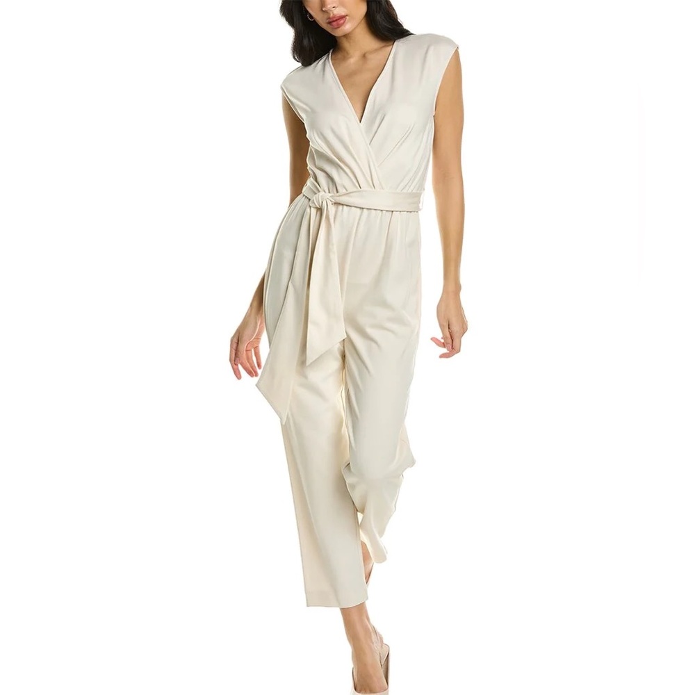 TRINA TURK Ivory Made In Usa Sand Dune Wrap Front Jumpsuit